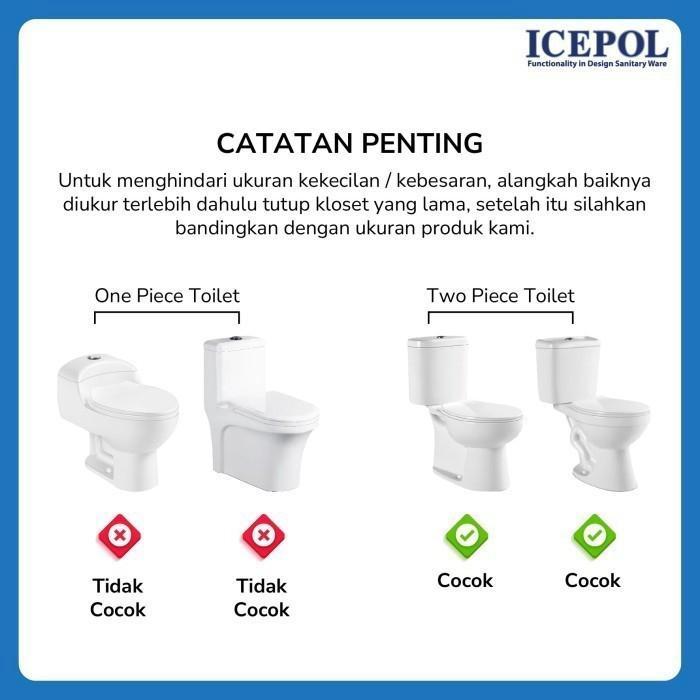 Icepol Tutup Kloset Wc Closet One & Two Piece Soft Closing Ic036Wt / Ic8025Wt Tbk