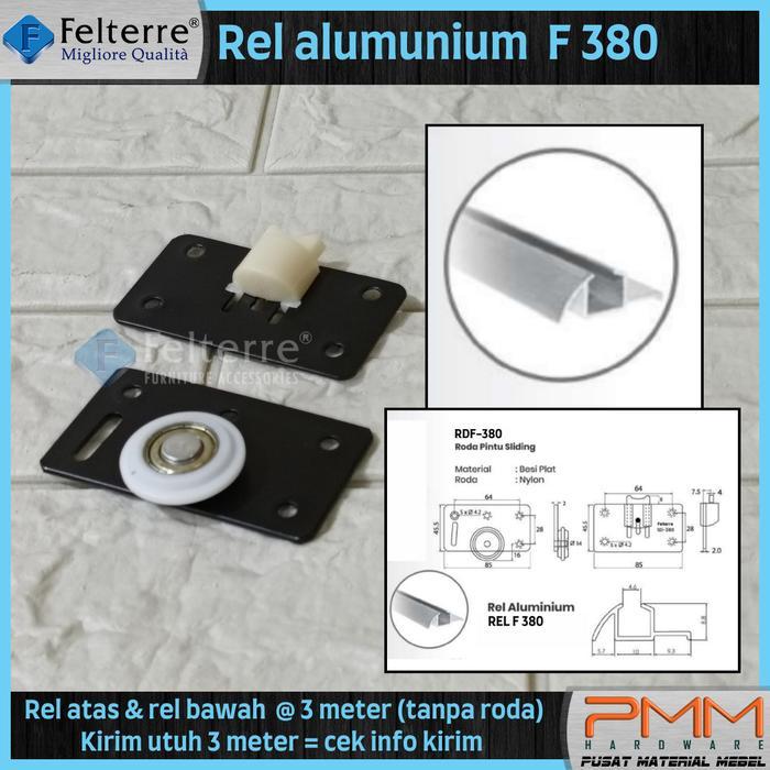 Laris Rel Sliding Lemari 380 Felterre 3 Meter Rel Aluminium Pintu Geser