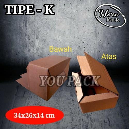 KOTAK KARDUS JUMBO TIPE K 34X26X14 CM COKLAT POLOS DUS BOX PACKING