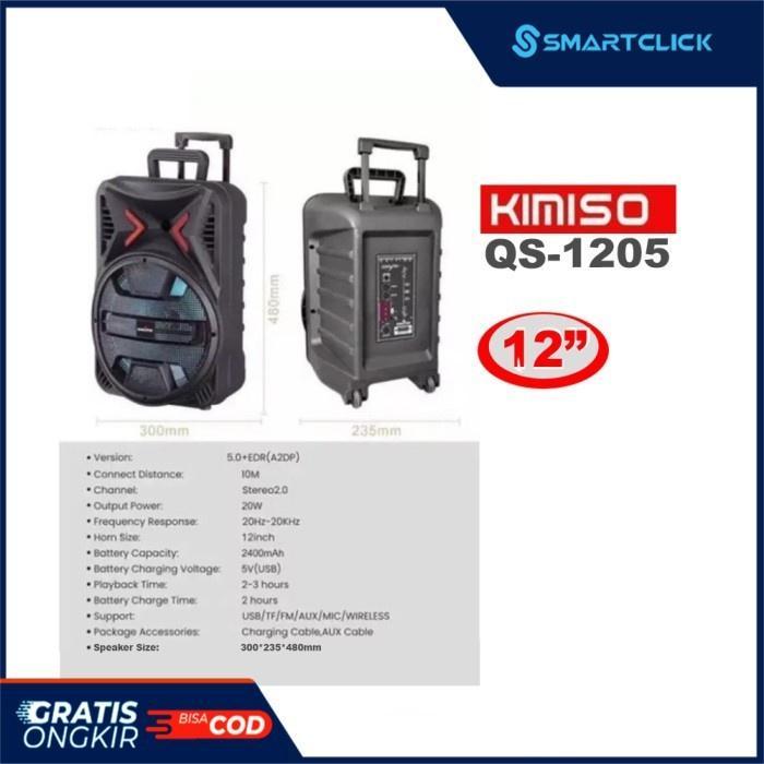 SPEAKER BLUETOOTH 12" FREE MIC KARAOKE FM SUPER BASS KIMISO QS 1205