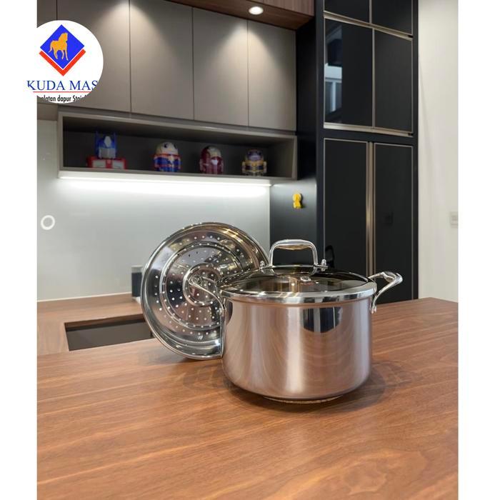 Panci Kukus Steamer B Stainless Steel 304 / Panci Masak Serbaguna Stainless Kokoh Tebal