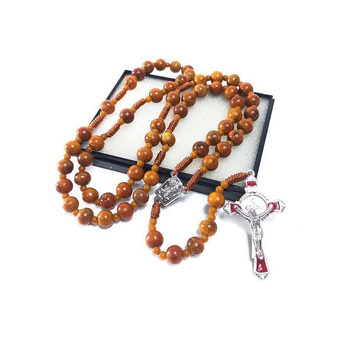 Jual Rosario Eksklusif Kayu Secang Merah ORIGINAL / Kalung Rosario/Kontas Rosario Katolik