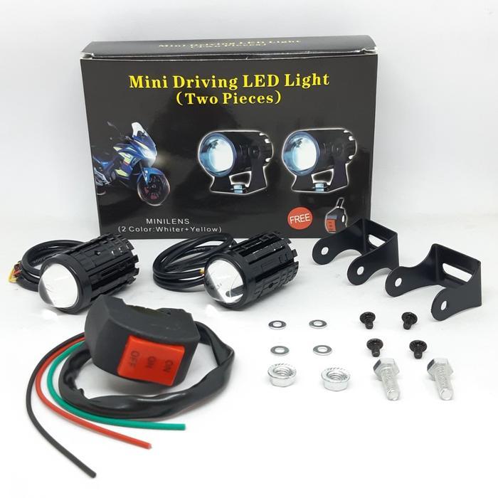 MINI PROJIE LASER FOGLAMP D2 LAMPU TEMBAK SOROT MOTOR BONUS SAKLAR LAMPU