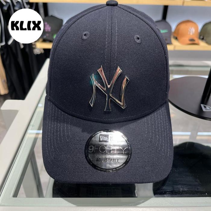 New era 9forty navy metal chrome cap hat topi
