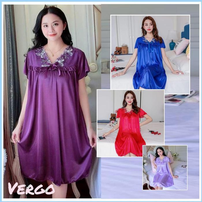 Vergo - Dress RENDA BUNGA PUTIH PY 134 / Baju Tidur Wanita Jumbo