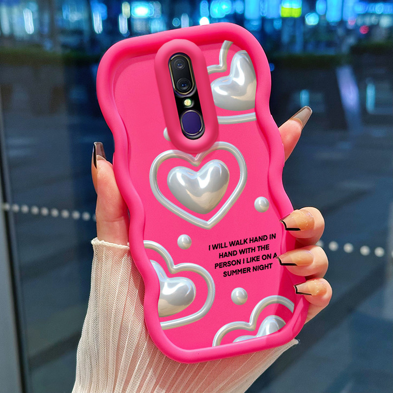 Casing Hp Untuk OPPO F11 A9 2019 A9X Case Hati Perak Cesing Polos Kasing Macaron gelombang Kesing Si