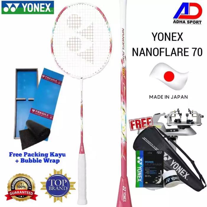 Raket Badminton Yonex NANOFLARE 70 Coral Pink Original Made in Japan Raket Bulutangkis - Raket+Tas
