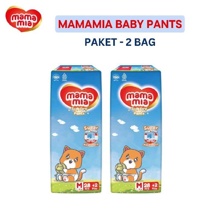 [2Bag] Mamamia Popok Bayi Celana Anti Ruam M30 Halal - Super Lembut Extra Kering Soft Dry Pants
