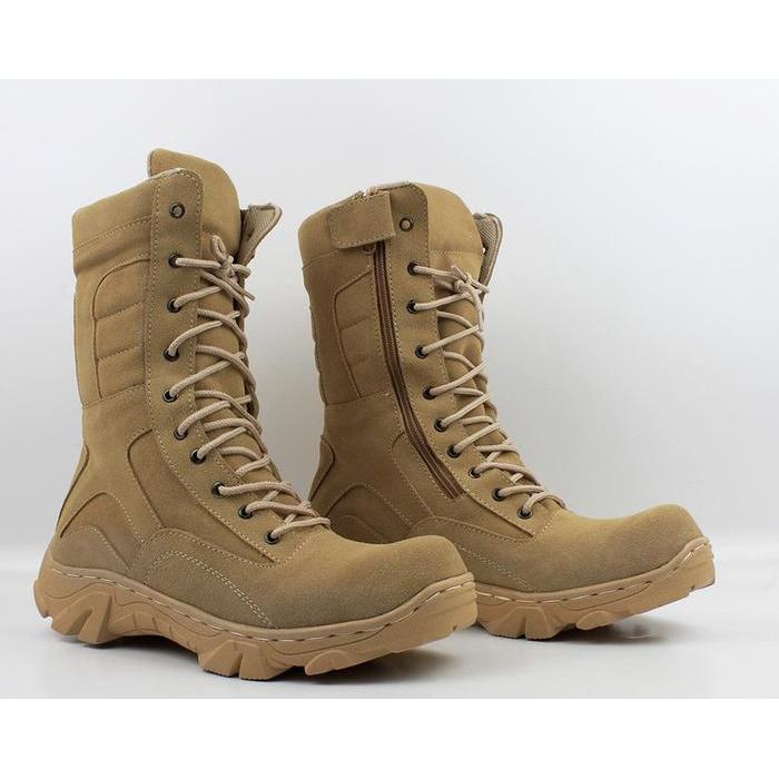 SEPATU SAFETY BOOTS PRIA PDL POL PP GURUN DELTA TACTICAL PRIA TRACKING SAFETY UJUNG BESI CREAM