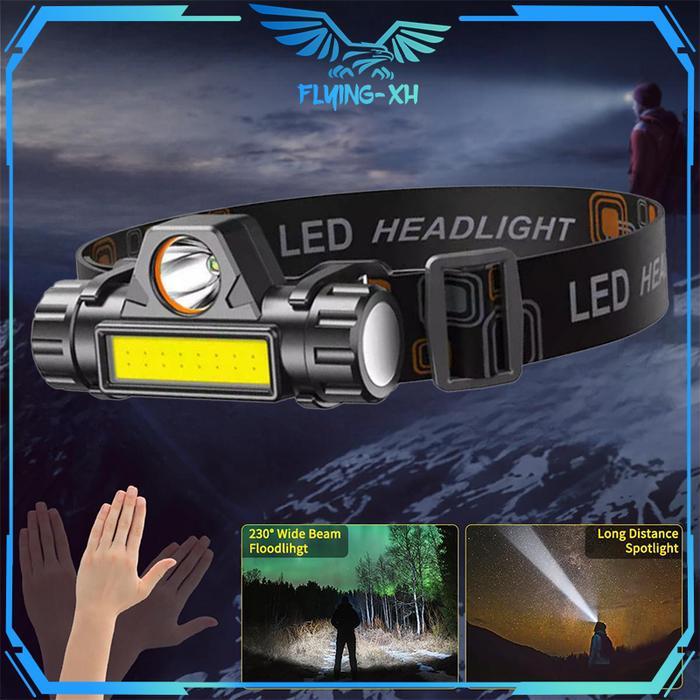 Senter Kepala Outdoor Headlamp Camping Rechargeable Sentar Kepala Super Terang Senter Headlamp