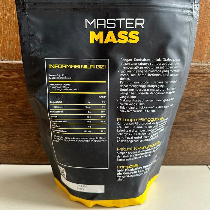 Master mass 900 gram suplemen fitness susu weight gainer otot protein vectorlabs