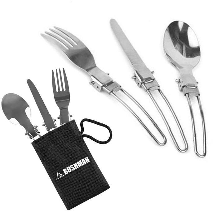 Eiger - BUSHMAN sendok garpu pisau lipat 3in1 set cutlery stainless camping