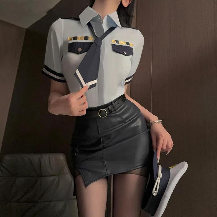 WetrosePolisi Sexy Lingerie Uniform Cup Policewomen Cosplay Costume Kostume Wanita Klub Suit Plain