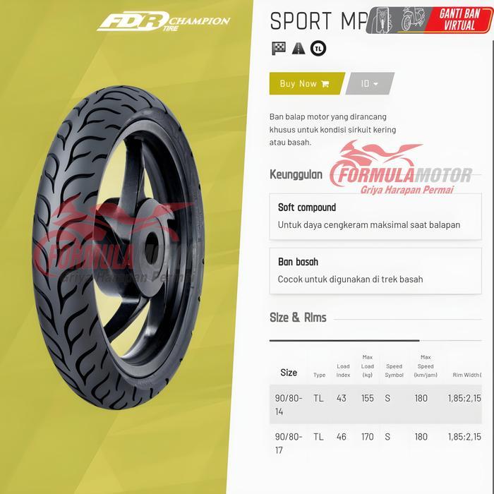 FDR Sport MP76 MP-76 Ring 14 & 17 Tubeless - Ban Motor Racing Ring 14 & 17 Tubles (Pilih Ukuran)