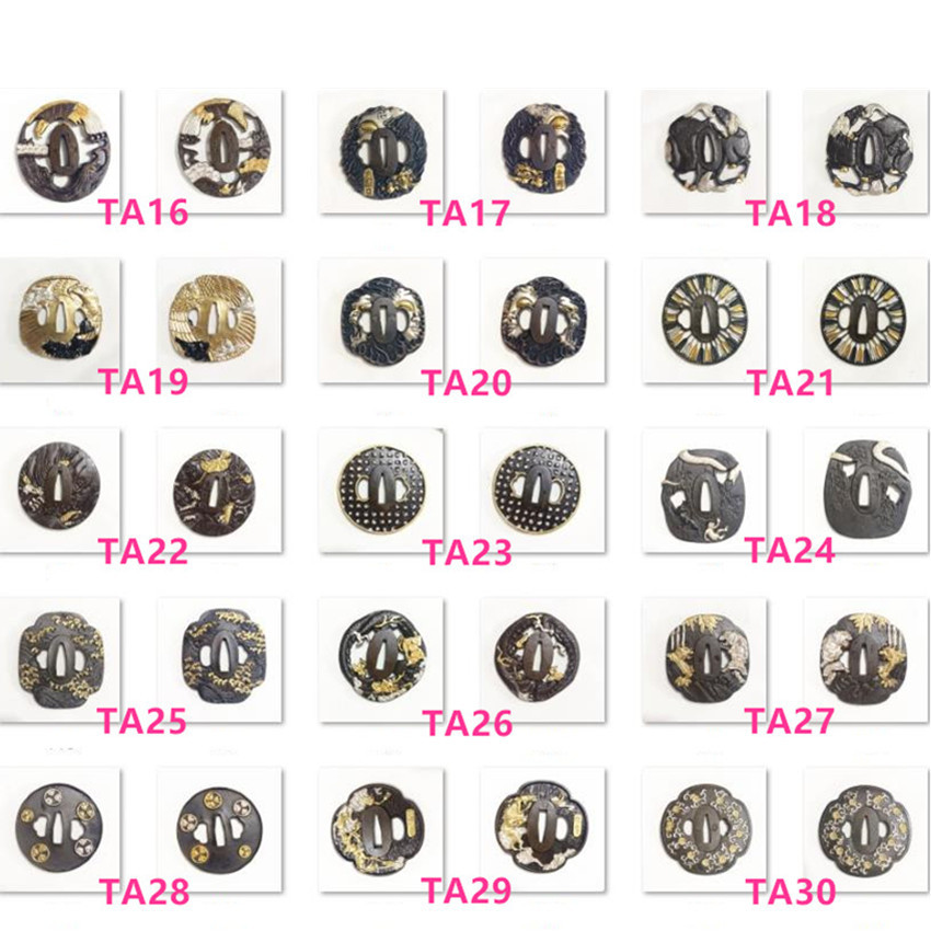 Japan Copper Carved Tsuba Guard Plating Gold Silver Parts For Japanese Sword Samurai Katana Fittings
