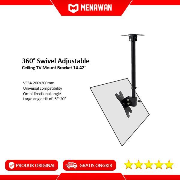 360 Swivel Ceiling TV Mount Bracket TV LED Monitor Gantung Plafon