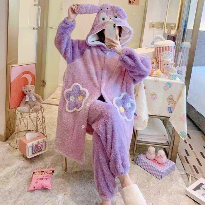 Stella Lou Onesie Baju Tidur Kostum Daster Hangat & Lembut (Tanpa Celana) Piyama Kigurumi