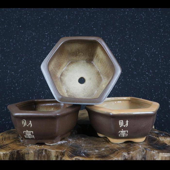 POT KERAMIK SEGI ENAM BONSAI MAME/Small