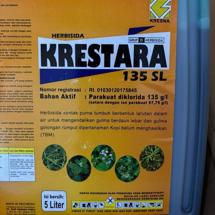 Herbisida Kontak Krestara 5 Liter - Pembasmi Rumput Liar Sampai Biji Terlaris