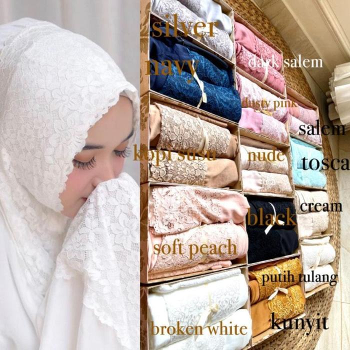 Mukena Silk Zara Premium Broken White/Putih Ori Super Lembut/Mukena Hantaran Murah