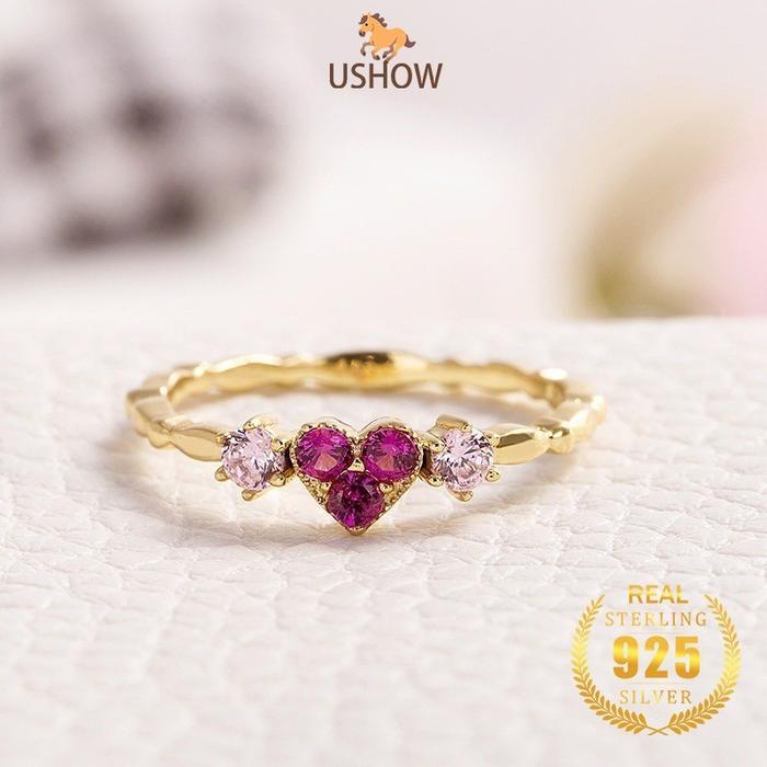 USHOW Cincin Zircon 5A Wanita Perak 925