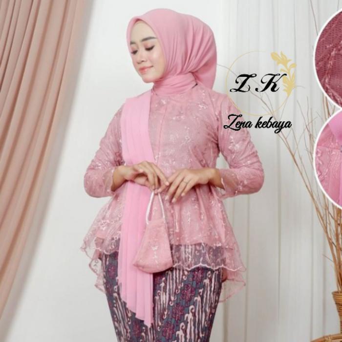Atasan Kebaya Aurora Selendang Bahan Tulle Bordir Kebaya Modern Wanita Kebaya Wisuda Masakini Baju
