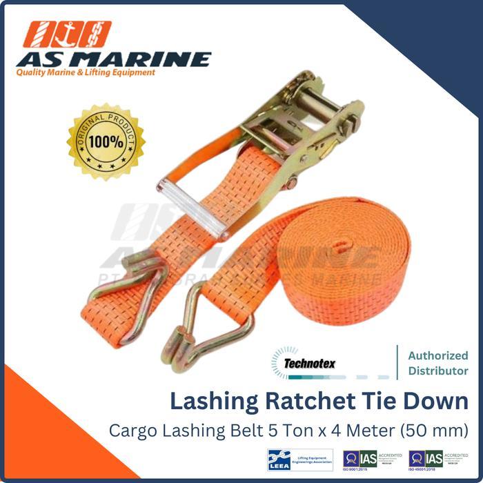 Technotex Holland Lashing Ratchet / Ratchet Tie Down / Cargo Lashing Belt 5 Ton X 4 Meter 50 Mm (Swl