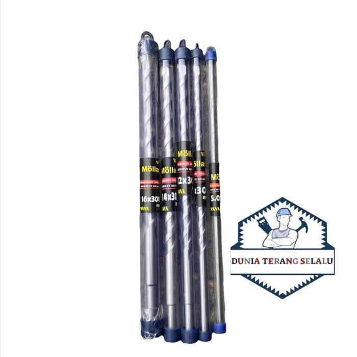 Mata Bor Tembok PANJANG MOLLAR 5 6 8 10 12 14 16 mm - Bor Beton 30cm