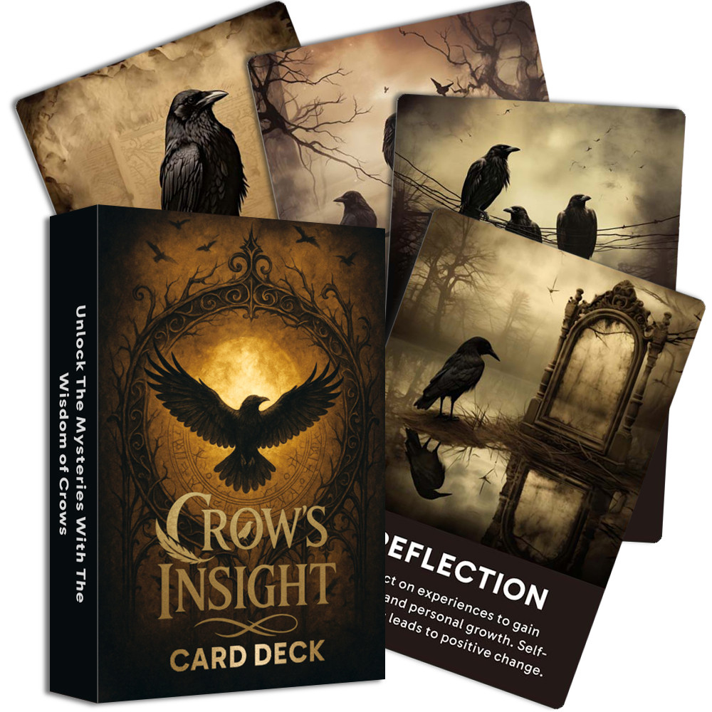 Crow's Insight Card Deck, 50 Oracle Cards for Personal Reading and Reflection, 12*8cm, Tarot Cards,