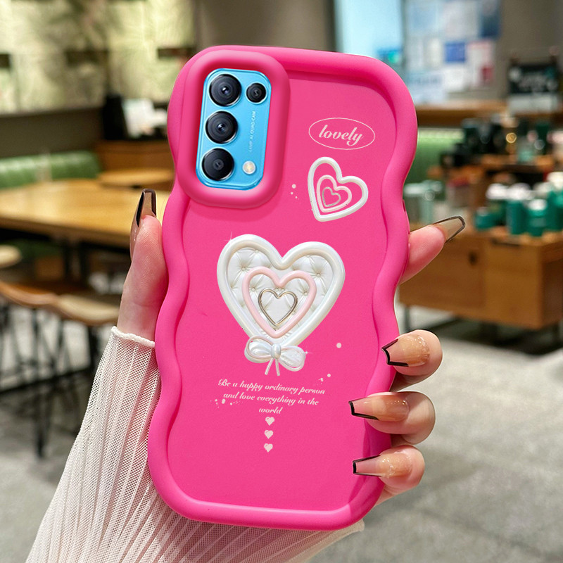 Casing Hp Untuk OPPO Reno 5 4G Reno 5 5G Reno 5K 5G Find X3 Lite Case Hati Putih Bow Cesing Polos Ka