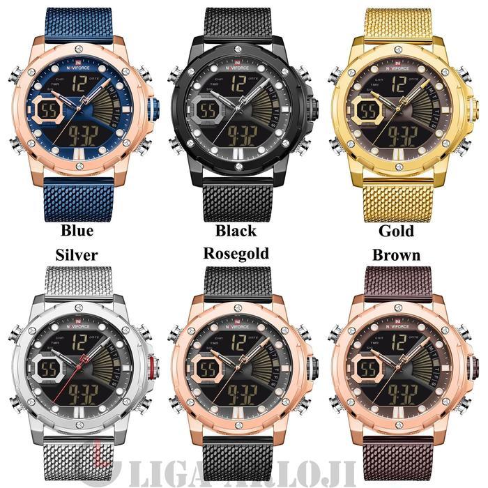 PROMO BESAR Naviforce Double Time Rantai Pasir - Jam Tangan Pria - 9172 - Original