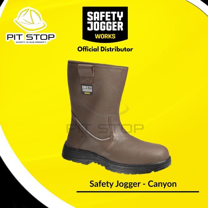 Sepatu Safety Jogger Canyon S3 Kulit Cokelat Sole Karet Steel Toe Cap Besi Proyek Safety Shoes