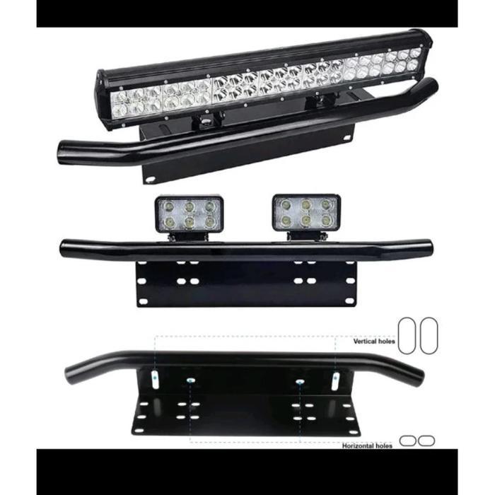 Breket Lampu Tembak LED Bar Mobil Dudukan Plat Nomor tanduk Tatakan Bumper lampu tembak mobil