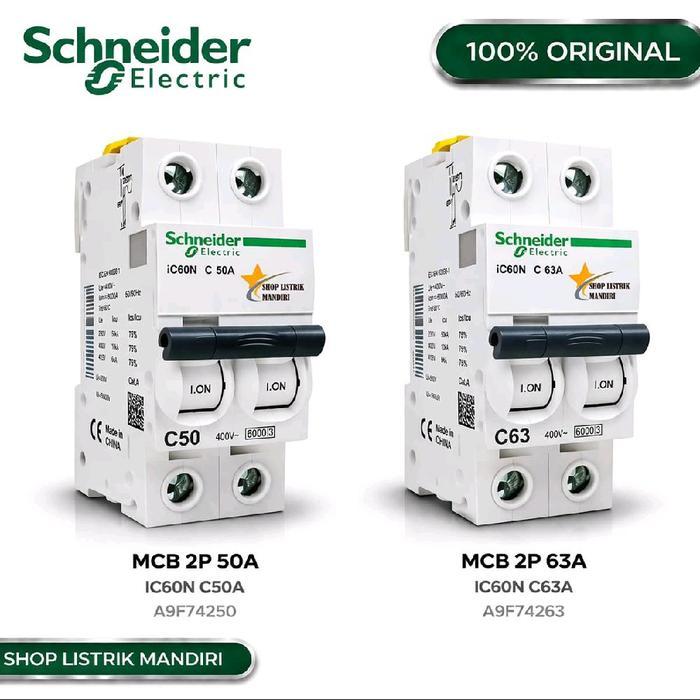 Schneider Mcb 2P 50A 63A Ic60N Acti9 Original Mcb 50Ampere C50 Mcb 63Ampere C63 Original Schneider