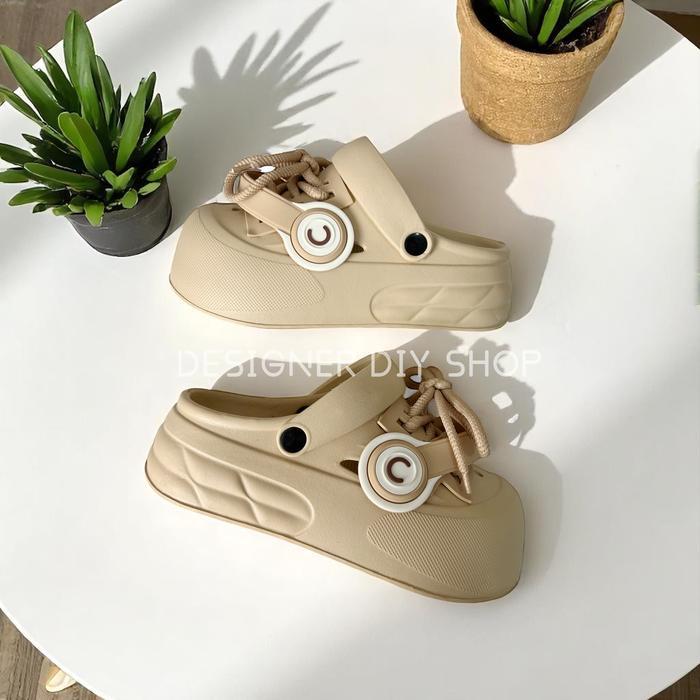 Patris - Sepatu Sandal Baim Cros Wanita Original Premium Wedges Korea Model Baim Lucu Tebal Sendal