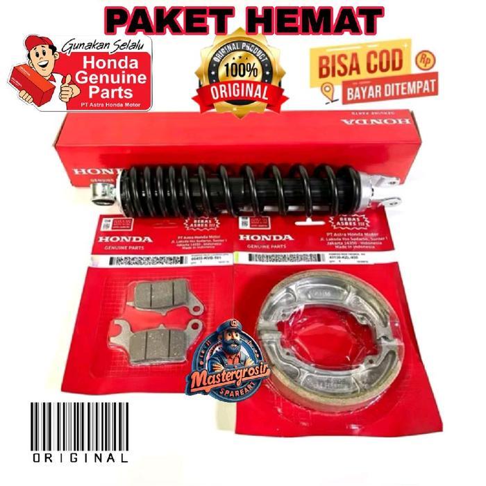 PAKET SHOCKBLEKER BELAKANG DAN KAMPAS REM DEPAN BELAKANG MOTOR HONDA BEAT FI , BEAT ESP , BEAT POP ,