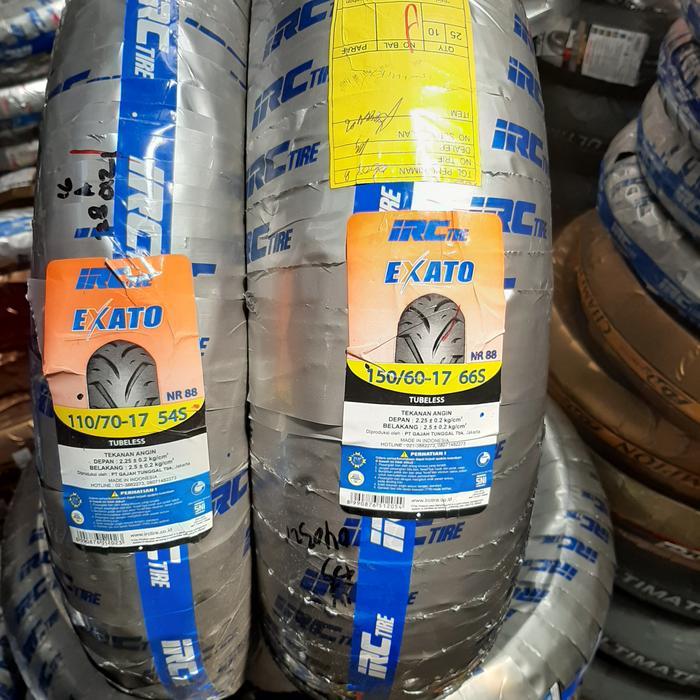 BAN IRC EXATO 110/70-17+150/60-17 SEPASANG TUBELESS