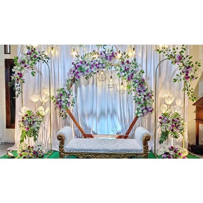 READY Dekorasi Backdrop Hexagonal Kayu Solid 2m x 170cm untuk Wedding & Foto Jati dengan 12 Baut & 8