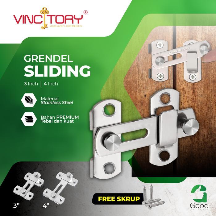 "New" Vincitory Grendel Slot Pintu Sliding Geser Lock Slot Pintu Lemari Geser Sleeding Sliding