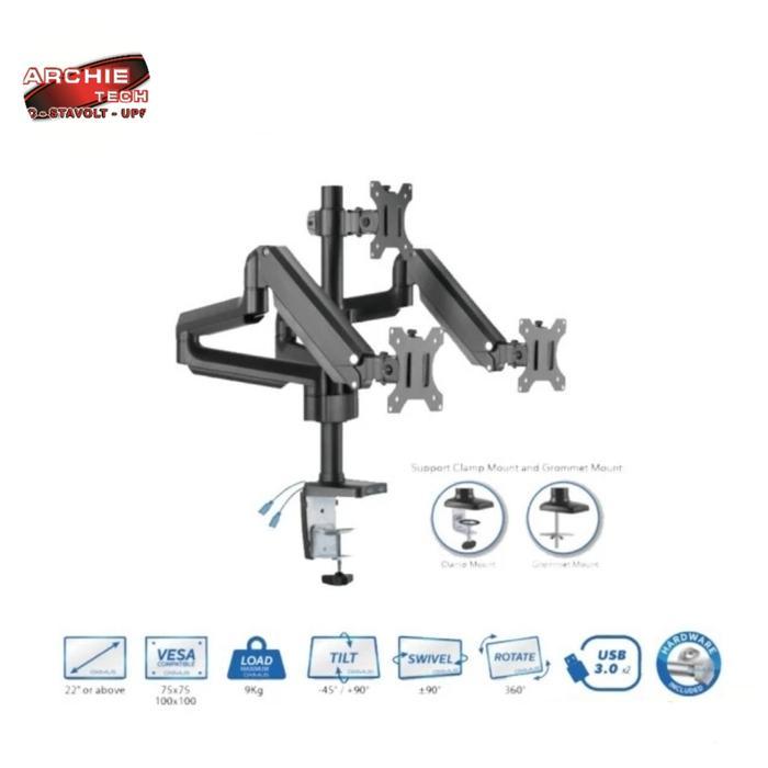 Bracket OXIMUS TRIPLE ARM GAS SPRING LED LCDTV MONITOR DESK MOUNT P300