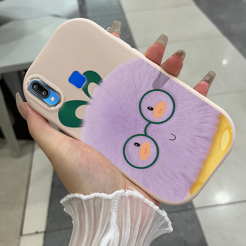 Casing Hp Untuk VIVO Y91 Y91i Y93 Y95 Case Casing kartun bulu pola Kerang gemuk ponsel HP Kasing Sil