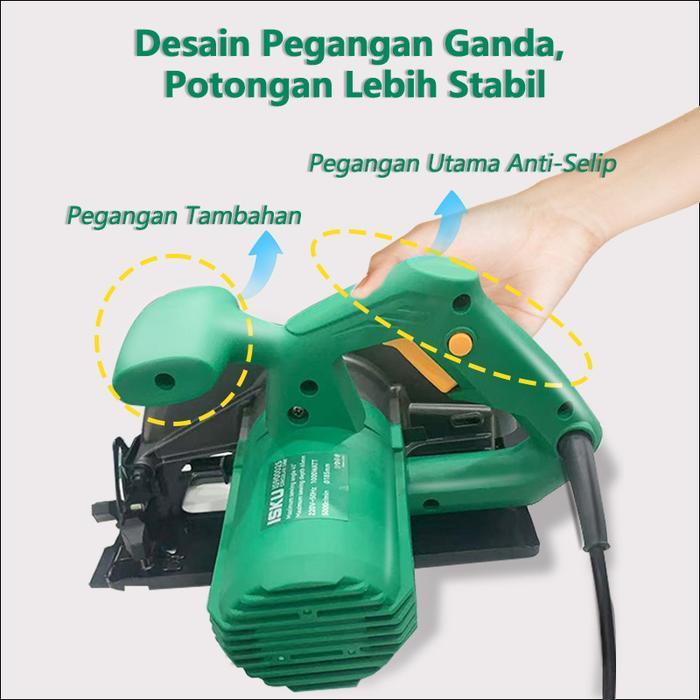 sintayanistore12 ISKU Circular Saw 7 Inch Mesin Gergaji Listrik Potong Belah Kayu Triplek Papan