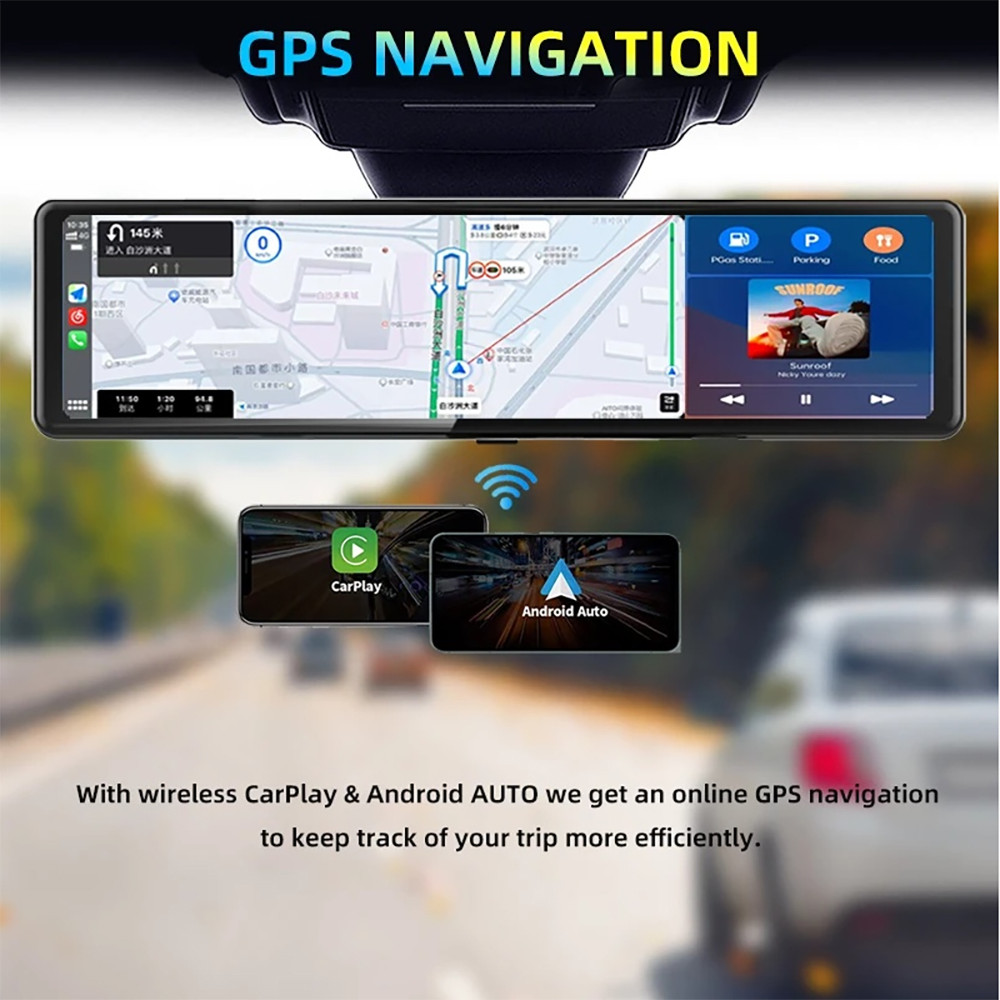 . Carplay Android-Auto Car Dvr 12 4K Dash Cam Dual Len Video Drive Recorder Stream Mirror Dashcam