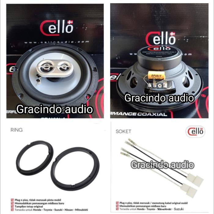 Speaker Coaxial 3way Cello + Ring + Kabel Soket PNP Suzuki Ertiga