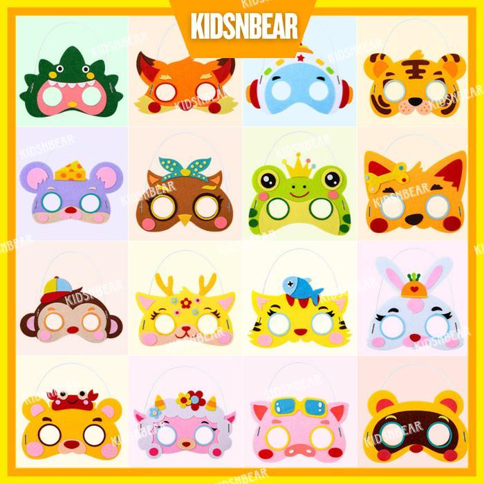 [Kidsbear] Mainan Edukasi Anak - Topeng Hewan - Topeng Binatang - Diy Topeng Hewan Bahan Flanel -