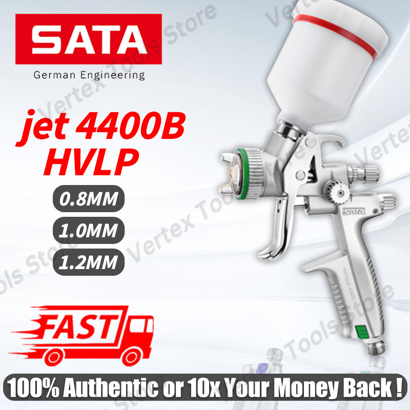 SATA Jet 4400-120 HVLP Spray Gun 0.8/1.0/1.2mm Professional Airbrush for Car Paint, Furniture