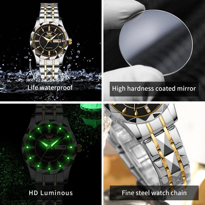 WatchNews- Opk Jam Tangan Wanita Anti Air Original Terbaru Mewah Stainless Steel Kalender Luminous