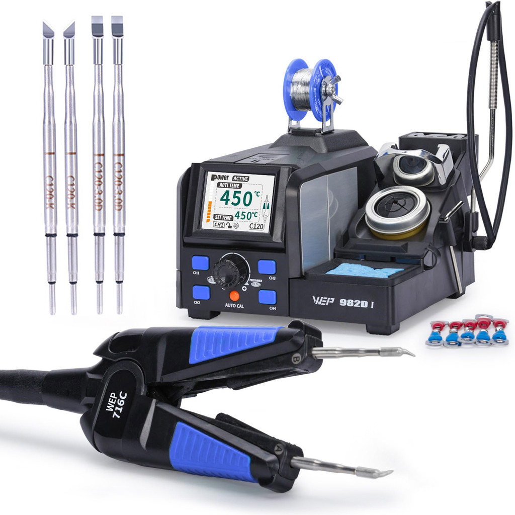 WEP Precision Soldering Station Micro Desoldering Tweezers Station Dual Solder Iron Kit, Fast