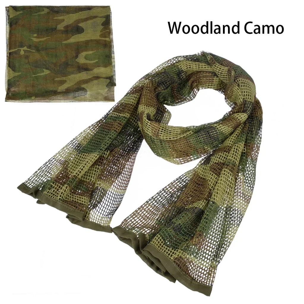 Camouflage Netting Scarf Sniper Veil Camo Mesh Face Scarf Veil Shemagh Head Wrap for Outdoor Camping