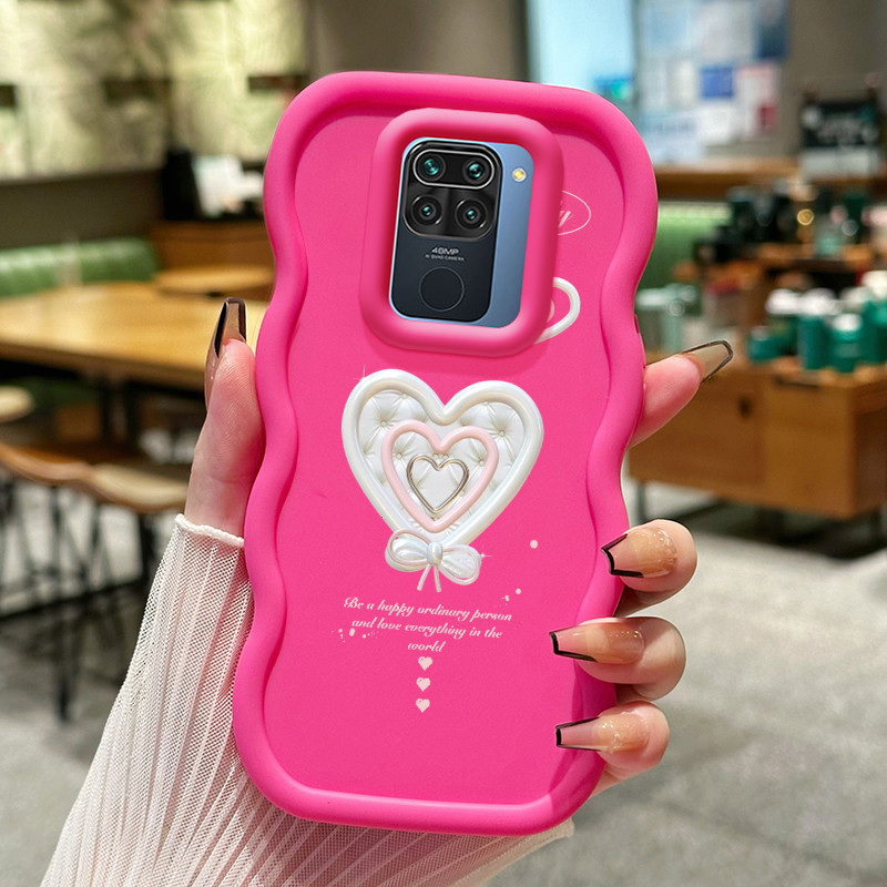 Casing Hp Untuk Xiaomi Redmi Note 9 Pro Note 9s Case Hati Putih Bow Cesing Polos Kasing Macaron gelo